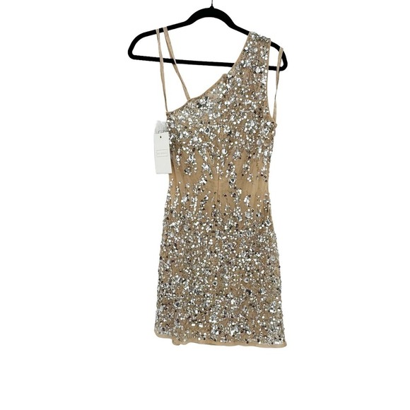 Mac Duggal 10977 Beaded Sheer Waist Cocktail Dress Sleeveless Nude Size 4 NWT - Picture 11 of 13